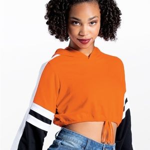 Weissman Cropped Sporty Stripe Sleeve Hoodie - Child Large (14)